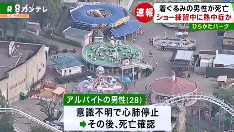 着ぐるみショーで熱中症、「ひらかたパーク」バイト死亡