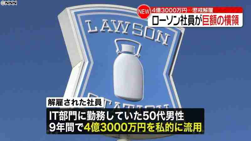 4億3千万円流用で懲戒解雇　ローソンのIT部門担当社員