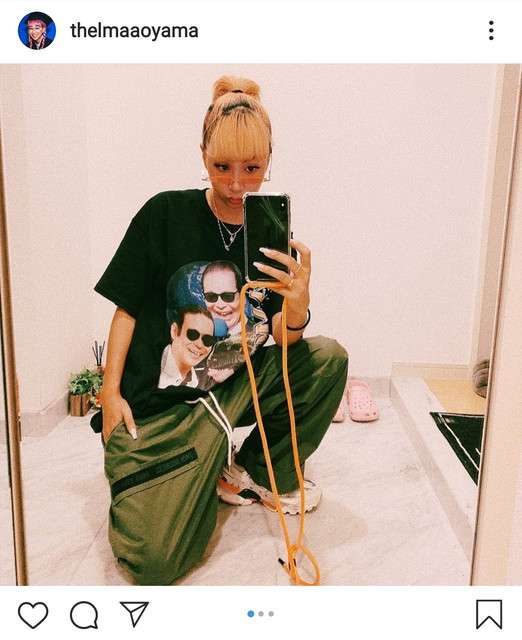 「欲しすぎる」「着こなしがハンパない」青山テルマの“タモリTシャツ”自撮りに大反響