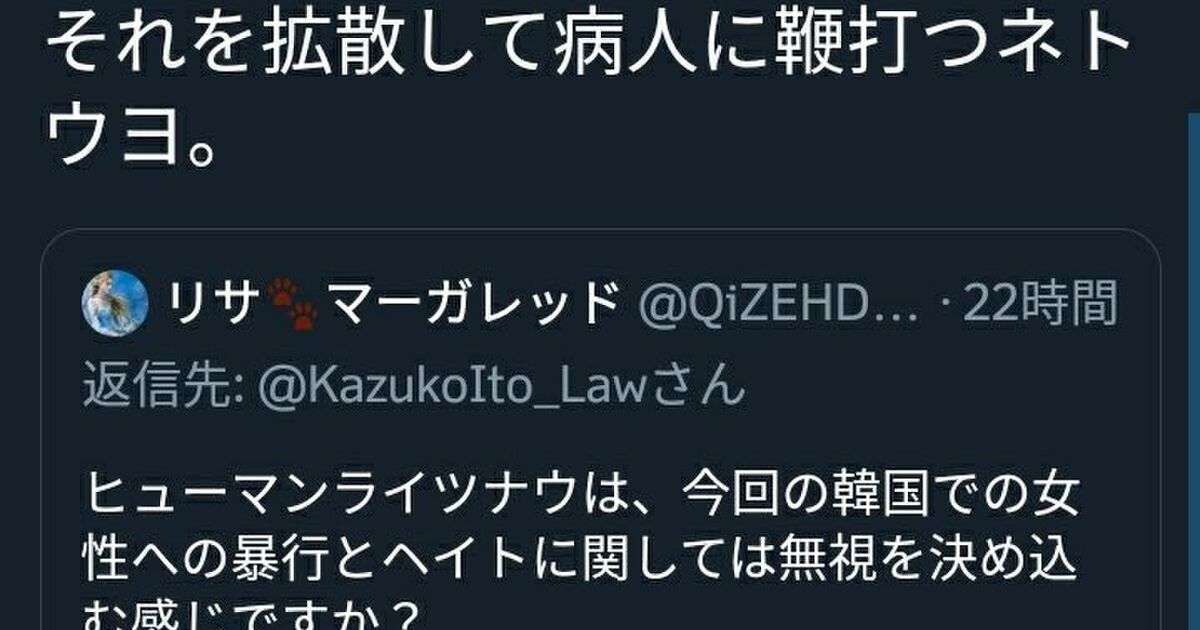 伊藤和子弁護士は体調不良で講演会に参加は出来るが日本人女性暴行事件に対しtweetすることは出来なかったようです - Togetter