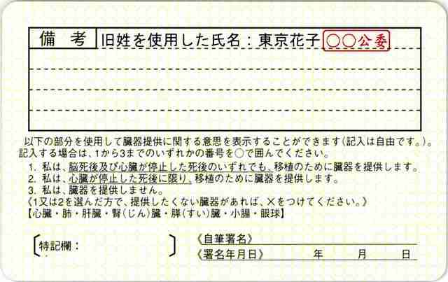 運転免許証に旧姓併記、12月からOKに 裏面 ...