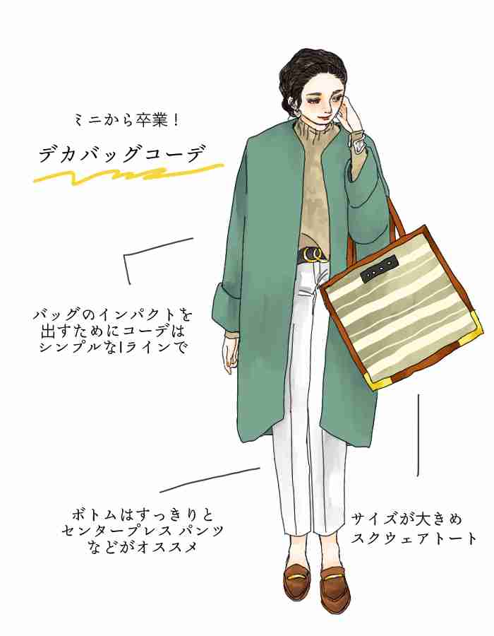 「大きめバッグ」ブームが来る。ただの大荷物に見せないコツって？