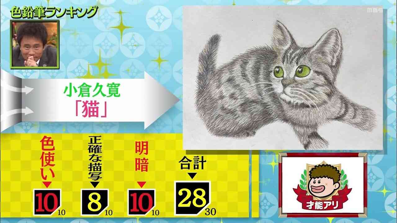 『プレバト』の新企画『色鉛筆画』査定でモデルの辻元舞が才能アリを獲得