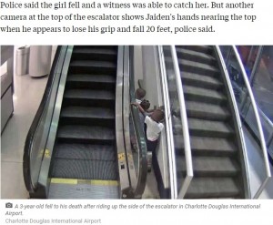 エスカレーターで3歳児が転落死 　子供だけで1時間も遊んでいたことが明らかに（米）