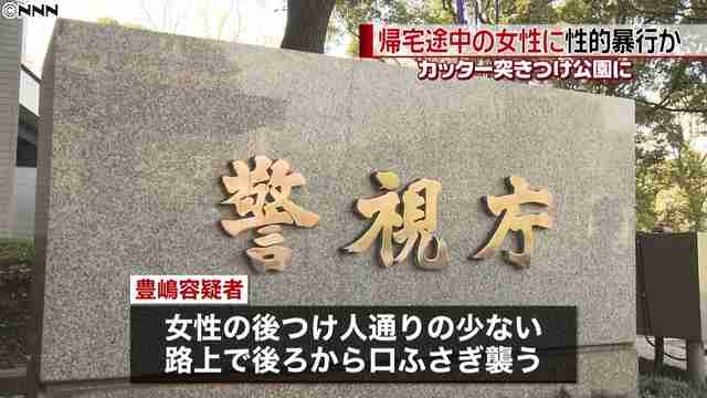  帰宅途中の10代女性をカッターナイフで脅し性的暴行、公園に連れ込み