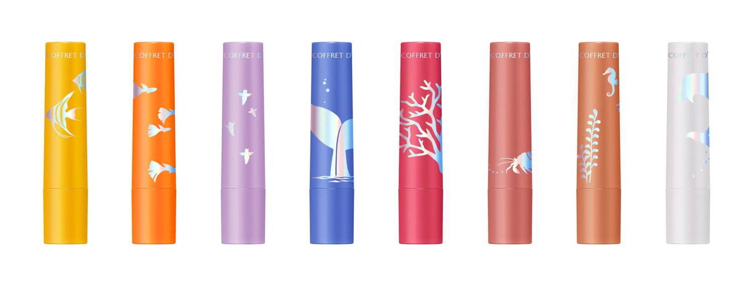 コフレドール20年夏コスメ“海の生き物”モチーフのミニルージュ＆ミニクレヨンアイシャドウ - ファッションプレス