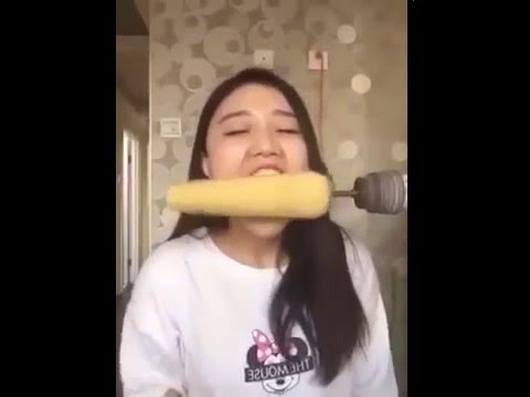 Asian Girl eating Corn with a drill fail part 1 - YouTube
