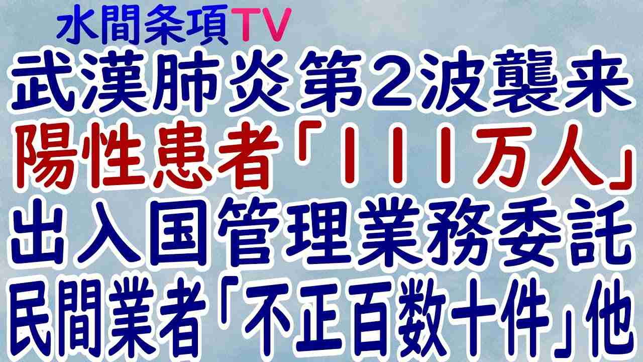『武漢肺炎第2波襲来陽性患者「111万人」：出入国管理業務委託民間業者「不正百数十件」他』第105回【水間条項TV】フリー動画 - YouTube