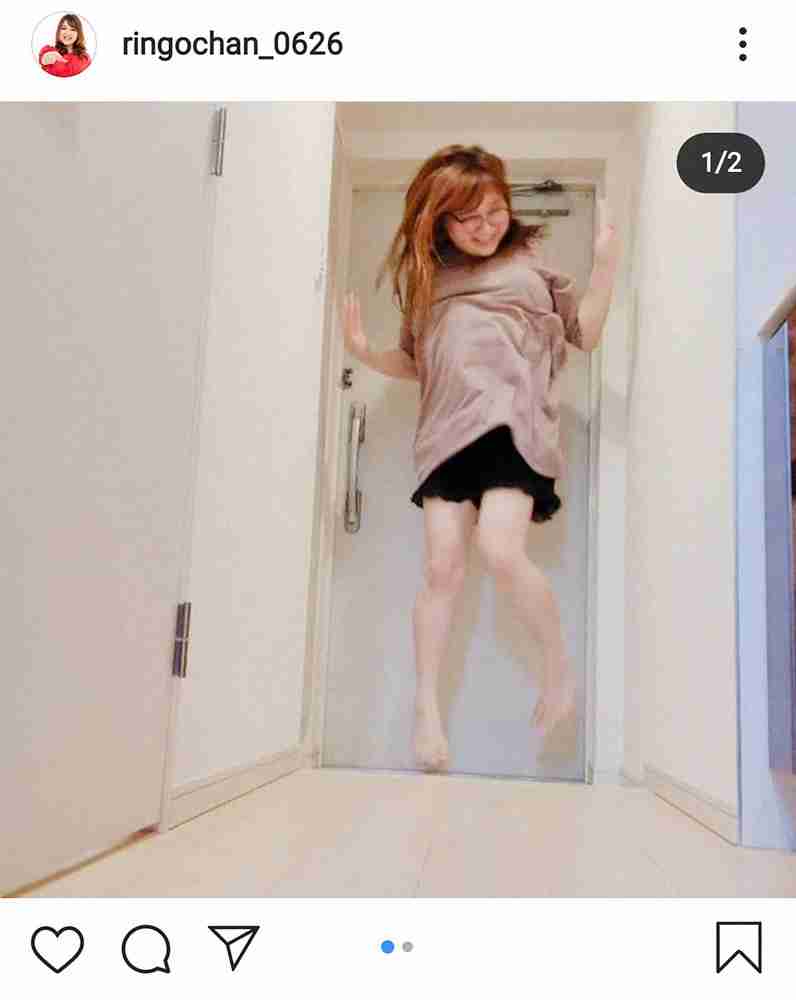 りんごちゃん　片付け完了を報告「廊下ができました」、生足姿にファン「廊下も脚もキレイ」