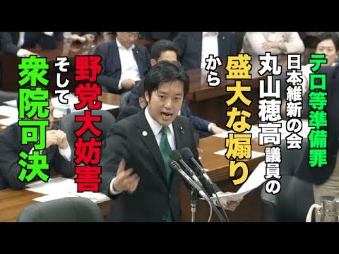 【テロ等準備罪】維新・丸山議員の煽り〜野党の大妨害〜可決まで 2017/05/19 国会中継・衆議院法務委員会 - YouTube