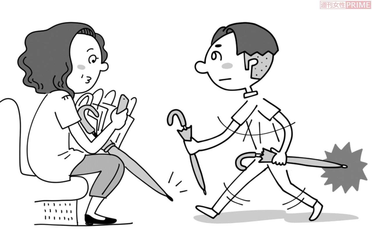 男性は横持ち、女性は斜め持ちに要注意！ 告訴もあり得る「傘」の危険な持ち方