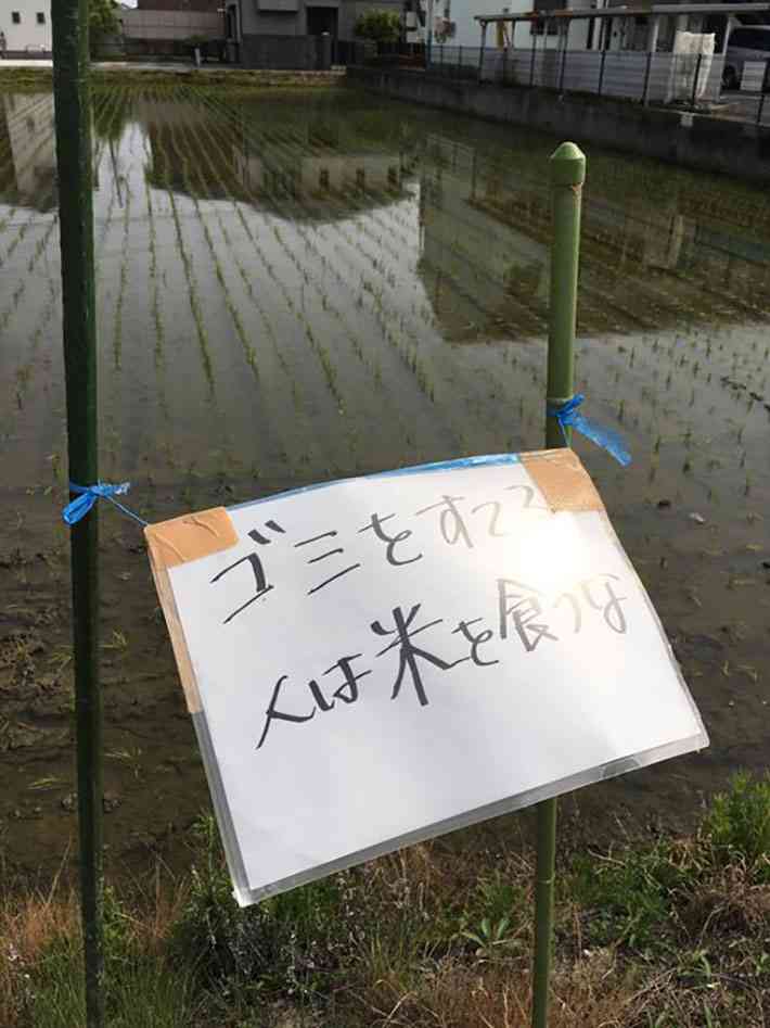 農家を苦しめるマナーの悪い人　田んぼ前にあった2枚の貼り紙に「許せない」の声