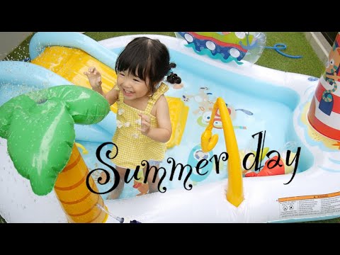 お庭でビニールプール始めました！【夏満喫】ゆいまるチャンネル~Summer day~ - YouTube
