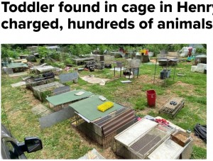 犬用ケージに入れられた1歳児、600匹超の動物と共に劣悪な環境から救出される（米）