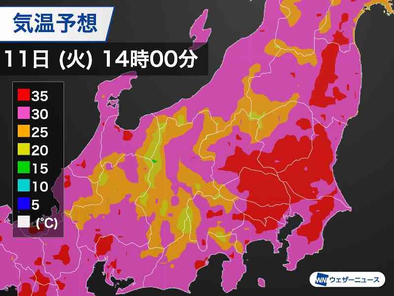 関東は40℃近い酷暑　各地に熱中症警戒アラート