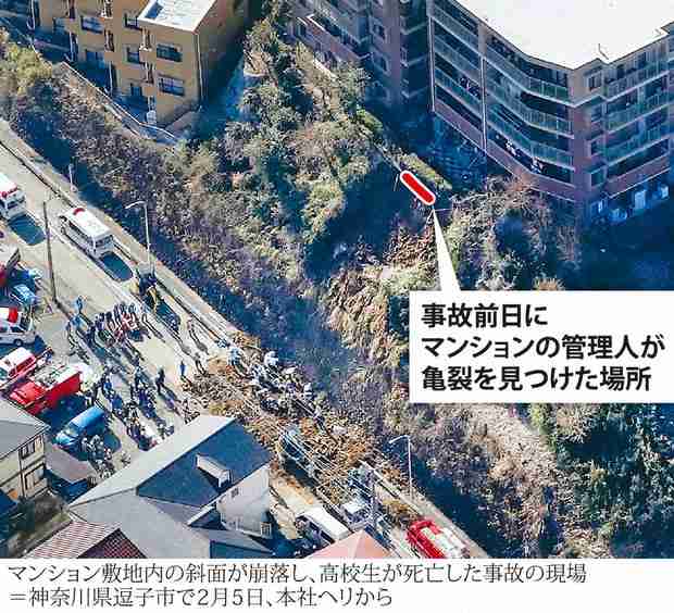 逗子崩落・女子高生死亡　事故前日に亀裂発見　マンション管理会社、行政に伝えず