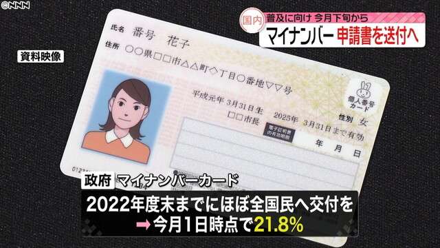 マイナンバーカード普及に向け申請書送付へ（日本テレビ系（NNN）） - Yahoo!ニュース