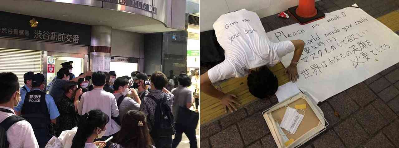「半沢直樹」ばり土下座男も出現　カオス化する渋谷ハチ公前