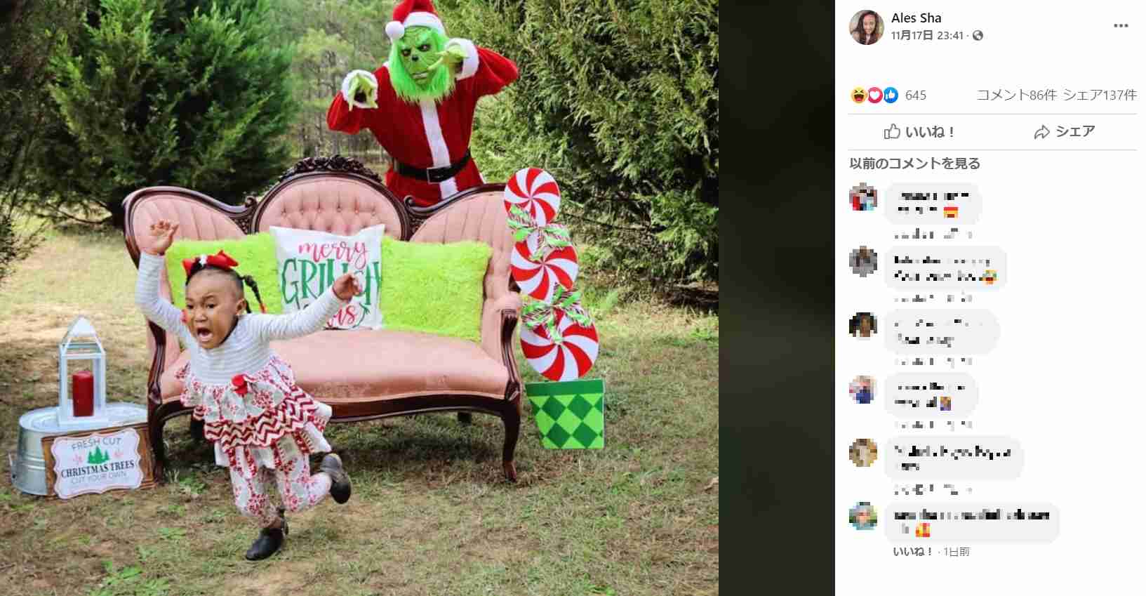 クリスマスフォトの撮影で娘が絶叫 ドッキリを仕掛けた母親に「可哀そう」と批判の声も(米)<動画あり>