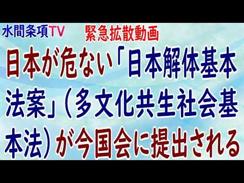 緊急拡散動画『日本が危ない「日本解体基本法案」（多文化共生社会基本法）が今国会に提出される』 第295回【水間条項TV】 - YouTube