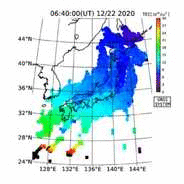  GEONET 準リアルタイムGPS全電子数マップ (最新6時間、10分間隔)