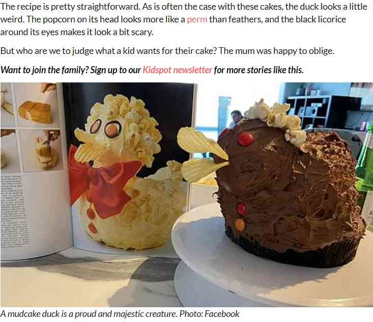娘の誕生日に手作りした“アヒルのケーキ”　その出来栄えに母親「笑わないでね」（豪）