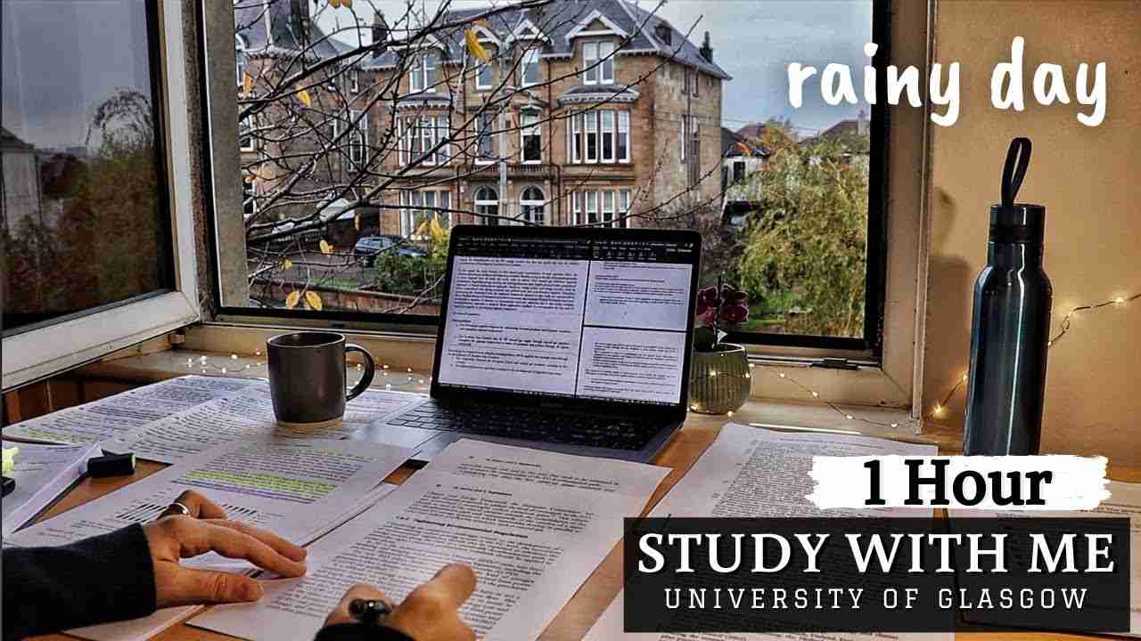 1 HOUR STUDY WITH ME on a RAINY DAY | Background noise, Gentle Rain, real-time, no music, no break - YouTube