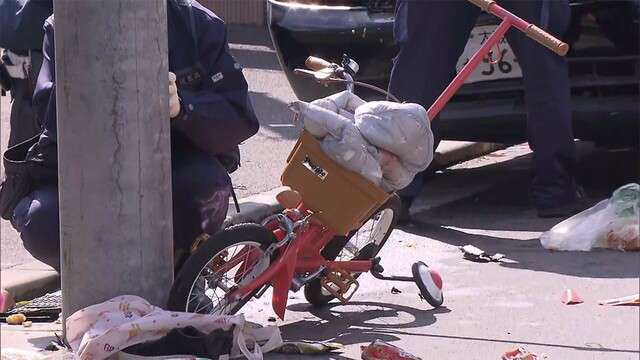 車と電柱に挟まれ女児死亡　自転車乗る娘を支える母親　大阪（フジテレビ系（FNN）） - Yahoo!ニュース