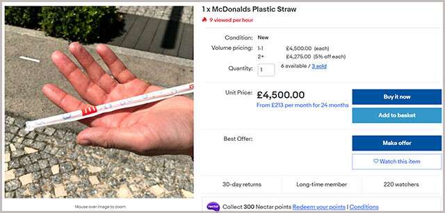 そのストロー、とっておいたほうがいいかも。今はなきイギリスのマクドナルドのストローが66万円で売買されている件