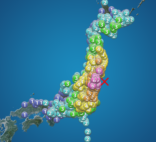 福島県・宮城県で震度6強の地震発生