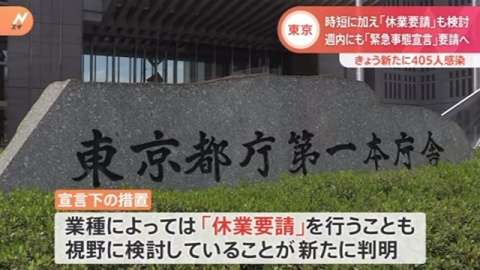 週内にも「緊急事態宣言」要請へ、東京都で４０５人の感染確認（TBS系（JNN）） - Yahoo!ニュース