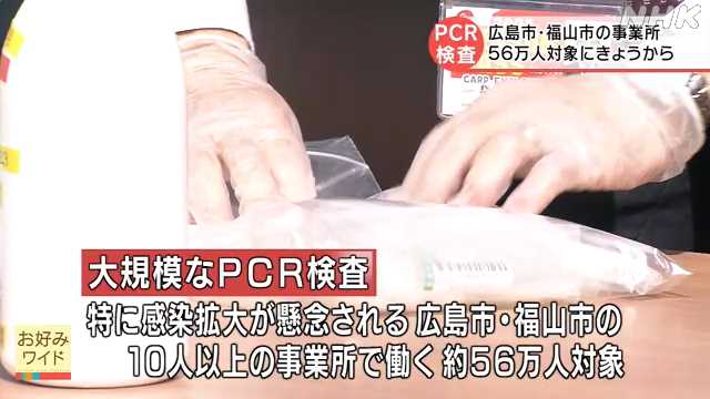広島県 事業所で働く約56万人対象に大規模PCR検査開始 | 新型コロナウイルス | NHKニュース