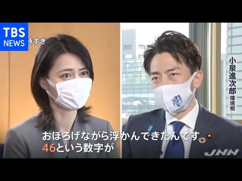 小泉環境相単独取材 「４６％削減」を“メダル”に例えると？【news23】 - YouTube