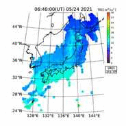  GEONET 準リアルタイムGPS全電子数マップ (最新6時間、10分間隔)