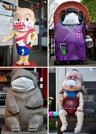 町で見かけたマスクをしたキャラクター達が見たい