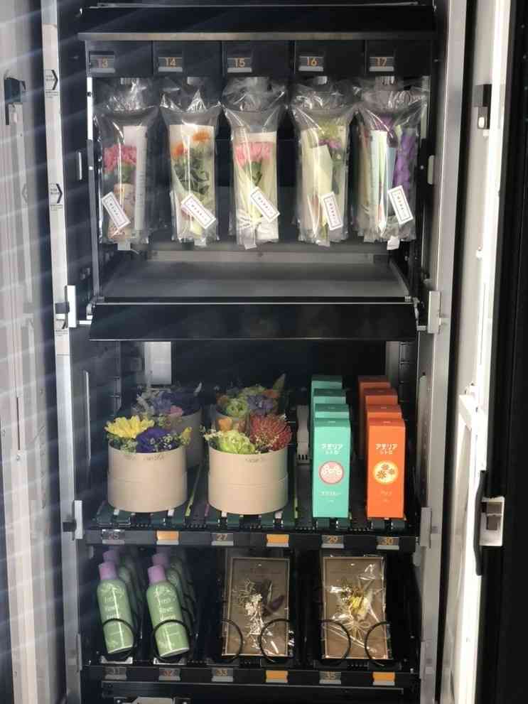 早朝・深夜でも“生花が買える”「花の自動販売機」小田急新宿駅 西口地下に、一輪挿しやドライフラワー