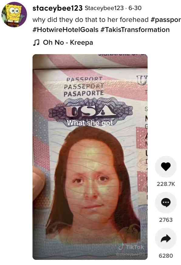 パスポートの証明写真で面長すぎる加工が笑い誘う「まるでコーンヘッド」（米）