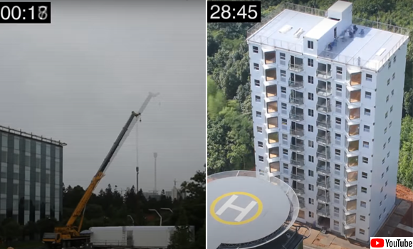 29時間で10階建てのビルが建つだとぅ！？超爆速建設工事の様子を早回しで見る動画 : カラパイア