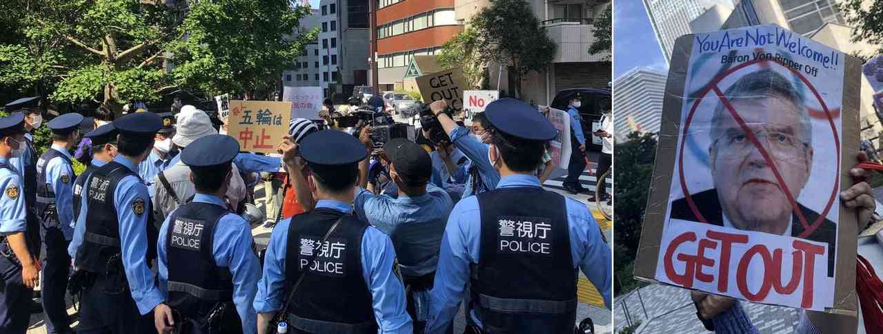 【速報】警察出動！ ＩＯＣバッハ会長宿泊ホテル前で五輪反対デモ「平和願うなら広島行くな」（東スポWeb） - Yahoo!ニュース