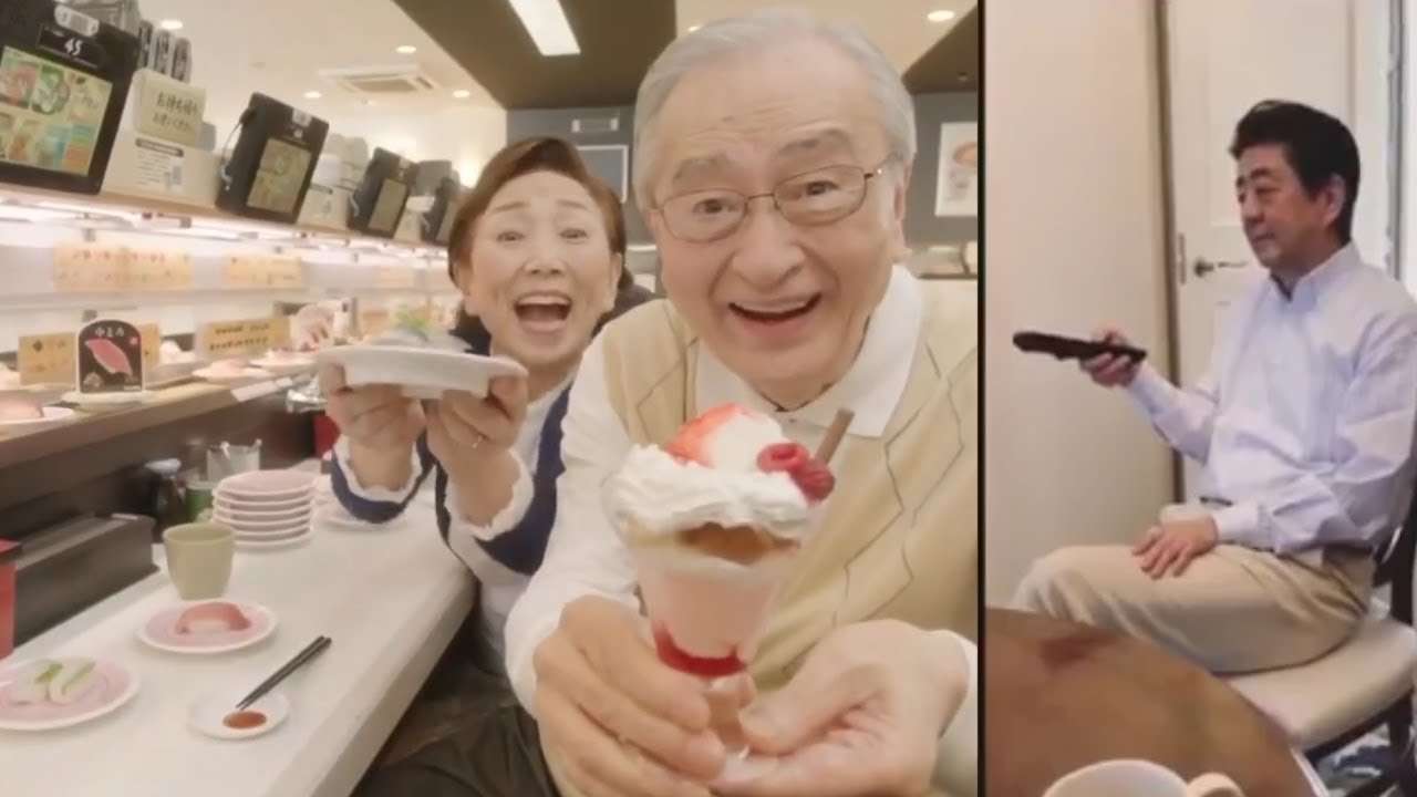 なぜかパフェじいさんだけを見ない安倍総理【パフェいわし】 - YouTube