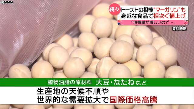 身近な食品“値上げ”相次ぐ…原材料高騰か（日本テレビ系（NNN）） - Yahoo!ニュース