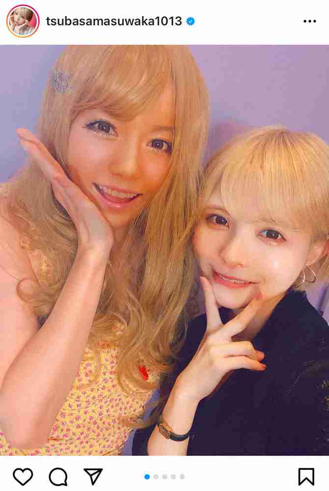 益若つばさ　ギャルメイクの島崎遥香との2ショットに「安西ひろこさんに似てる」「ザ・ギャル！！笑」の声