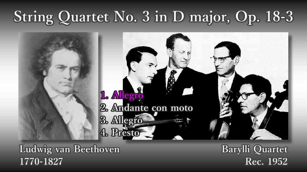 Beethoven: String Quartet No. 3, BarylliQ (1952) ベートーヴェン 弦楽四重奏曲第3番 バリリ四重奏団 - YouTube