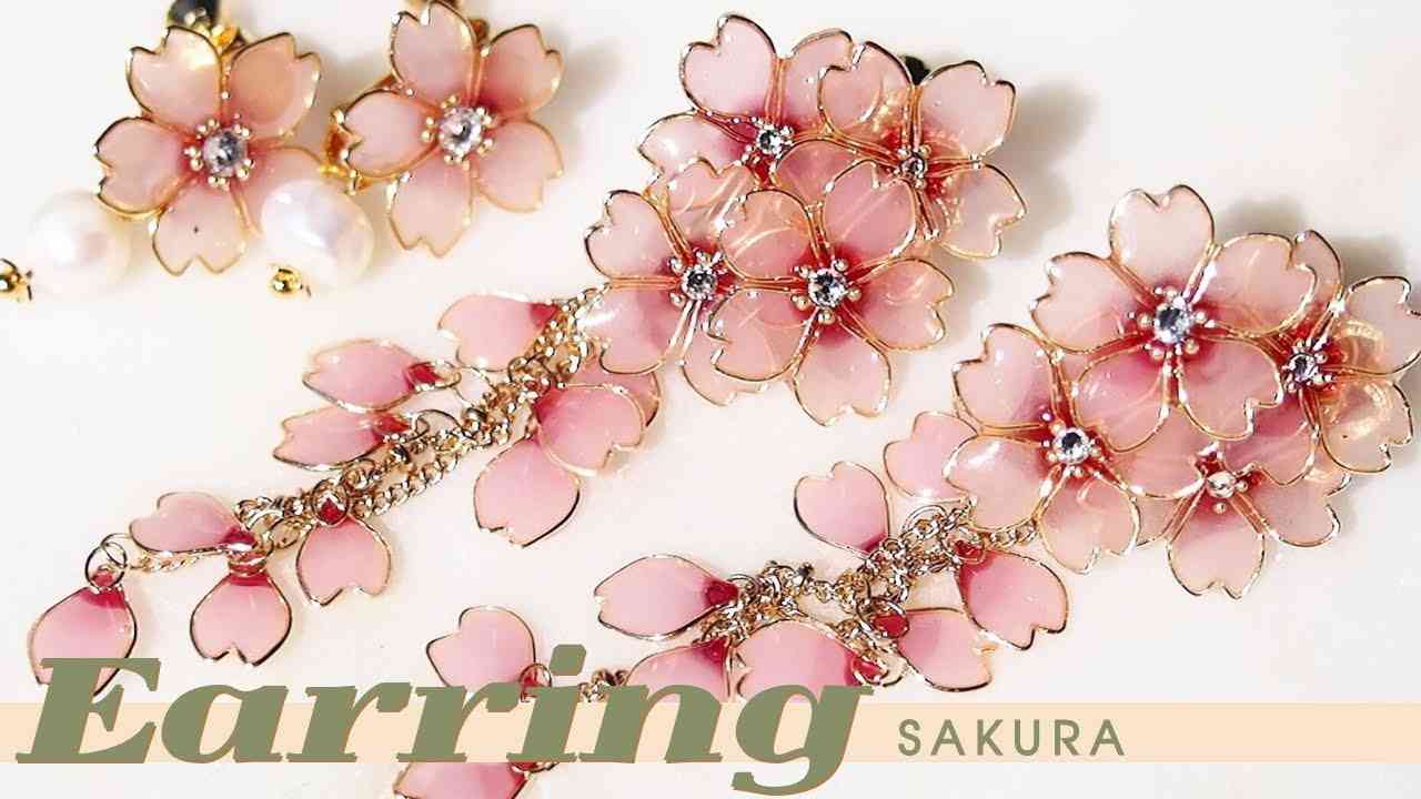?【UVレジン】春揺れるさくら、イヤリング/Cherry blossom earrings swaying in the wind - YouTube