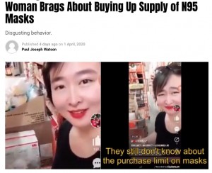 マスク買い占める中国人女性の動画が拡散「アメリカ人には1つも残さない」 - ライブドアニュース