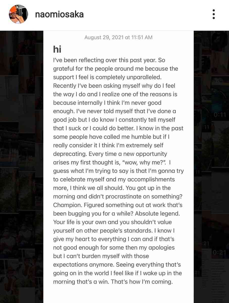 大坂なおみ、インスタで胸の内を吐露し謝罪「非常に自分を卑下している」「心を砕いているが…」