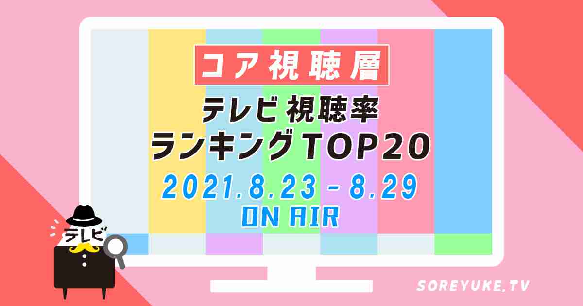 【最新】テレビ視聴率ランキング TOP20・コア視聴層 | ソレユケ テレビ探偵団