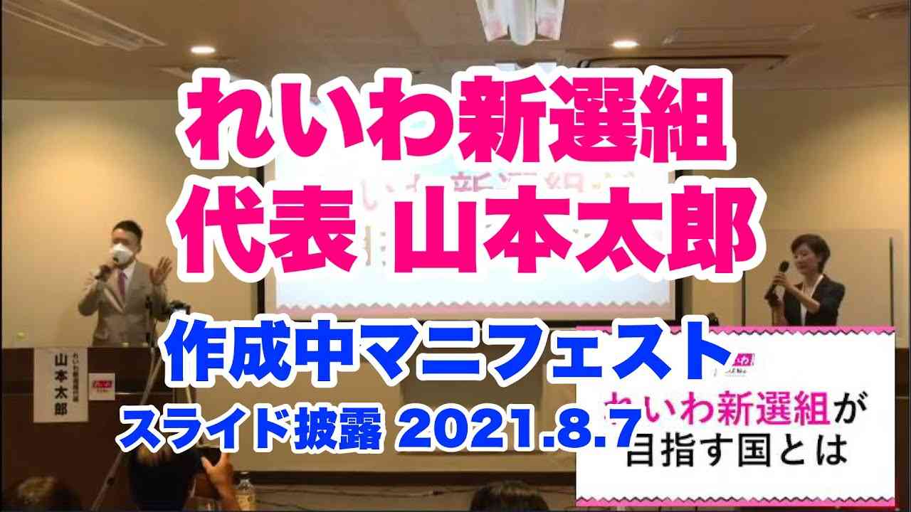 れいわ新選組 代表 山本太郎 作成中マニフェスト・スライド披露 2021.8.7 大石あきこ総決起集会 - YouTube