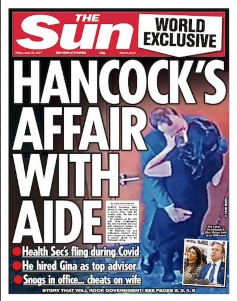 【世界の要人もコロナは噓だと知っている】イギリス保健相が不倫相手とソーシャル・ディスタンスを破り、引責辞任  |  RAPT理論のさらなる進化形