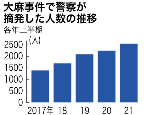若者に広がる大麻、上半期の摘発2544人　最年少は14歳